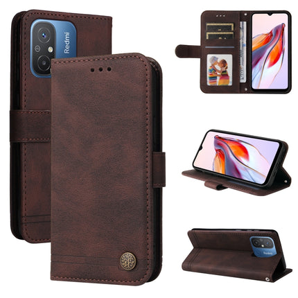 Skin Feel Life Tree Metal Button Leather Phone Case, For Xiaomi Redmi 11A 4G/12C