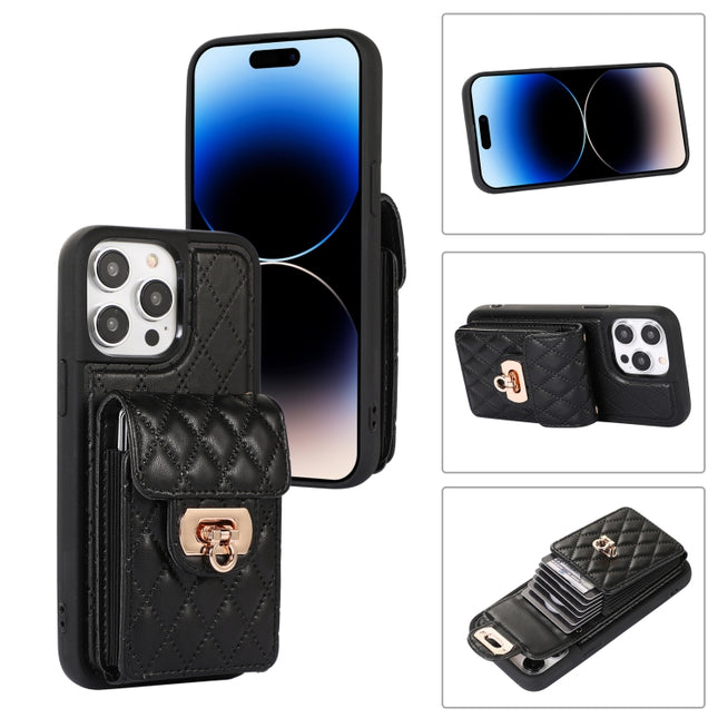 Card Slot Leather Phone Case with Short Lanyard, For iPhone 14 Pro Max, For iPhone 14 Pro, For iPhone 14, For iPhone 14 Plus