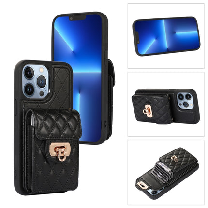 Card Slot Leather Phone Case with Short Lanyard, For iPhone 13 Pro Max, For iPhone 13 Pro, For iPhone 13, For iPhone 12 Pro Max