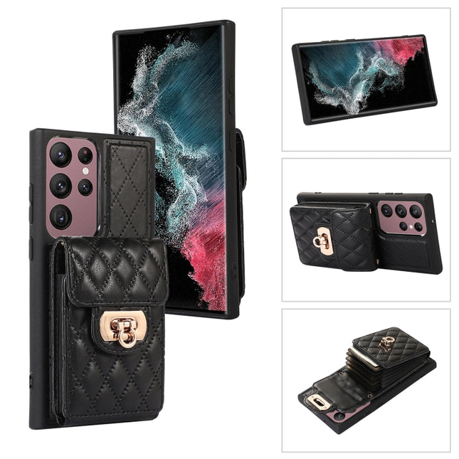 Card Slot Leather Phone Case with Short Lanyard, For Samsung Galaxy S22+ 5G, For Samsung Galaxy S22 Ultra 5G, For Samsung Galaxy S21 5G, For Samsung Galaxy S21+ 5G