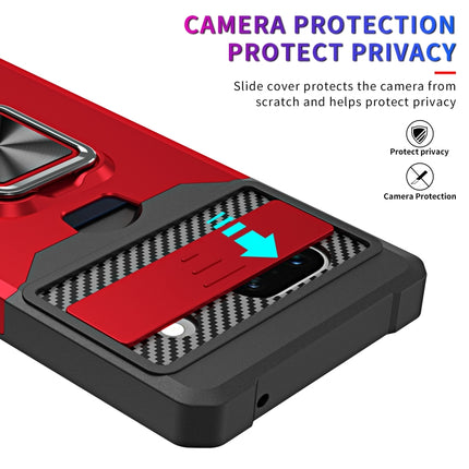 Camera Shield Card Slot Phone Case with Ring Holder, For Google Pixel 7a