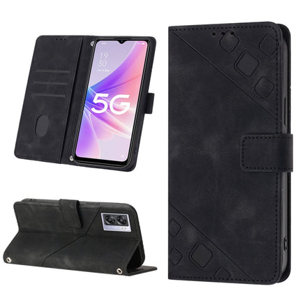 Skin-feel Embossed Leather Phone Case, For OPPO A57 5G 2022 / Realme V23 / Narzo 50 5G / A77 5G / K10 5G Global / A57 4G / V23i, For OPPO A57E 5G, For OPPO A58 5G, For OPPO A96 4G / A36 / A76 / Realme 9i
