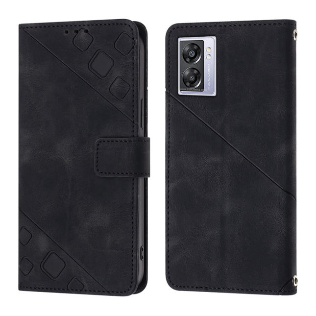 Skin-feel Embossed Leather Phone Case, For OPPO A57 5G 2022 / Realme V23 / Narzo 50 5G / A77 5G / K10 5G Global / A57 4G / V23i, For OPPO A57E 5G, For OPPO A58 5G, For OPPO A96 4G / A36 / A76 / Realme 9i