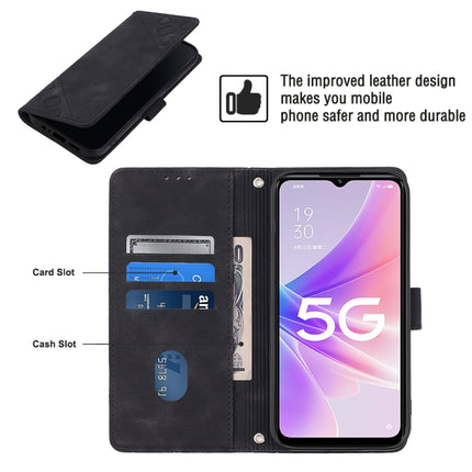 Skin-feel Embossed Leather Phone Case, For OPPO A57 5G 2022 / Realme V23 / Narzo 50 5G / A77 5G / K10 5G Global / A57 4G / V23i, For OPPO A57E 5G, For OPPO A58 5G, For OPPO A96 4G / A36 / A76 / Realme 9i
