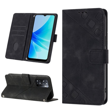Skin-feel Embossed Leather Phone Case, For OPPO A57 5G 2022 / Realme V23 / Narzo 50 5G / A77 5G / K10 5G Global / A57 4G / V23i, For OPPO A57E 5G, For OPPO A58 5G, For OPPO A96 4G / A36 / A76 / Realme 9i