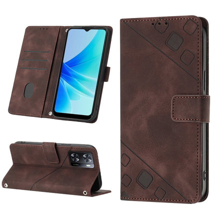 Skin-feel Embossed Leather Phone Case, For OPPO A57 5G 2022 / Realme V23 / Narzo 50 5G / A77 5G / K10 5G Global / A57 4G / V23i, For OPPO A57E 5G, For OPPO A58 5G, For OPPO A96 4G / A36 / A76 / Realme 9i