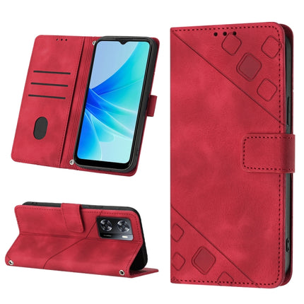 Skin-feel Embossed Leather Phone Case, For OPPO A57 5G 2022 / Realme V23 / Narzo 50 5G / A77 5G / K10 5G Global / A57 4G / V23i, For OPPO A57E 5G, For OPPO A58 5G, For OPPO A96 4G / A36 / A76 / Realme 9i