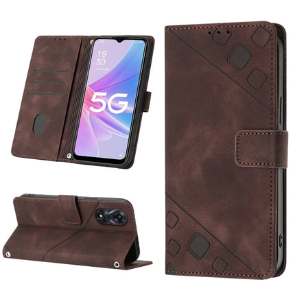 Skin-feel Embossed Leather Phone Case, For OPPO A57 5G 2022 / Realme V23 / Narzo 50 5G / A77 5G / K10 5G Global / A57 4G / V23i, For OPPO A57E 5G, For OPPO A58 5G, For OPPO A96 4G / A36 / A76 / Realme 9i