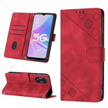 Skin-feel Embossed Leather Phone Case, For OPPO A57 5G 2022 / Realme V23 / Narzo 50 5G / A77 5G / K10 5G Global / A57 4G / V23i, For OPPO A57E 5G, For OPPO A58 5G, For OPPO A96 4G / A36 / A76 / Realme 9i