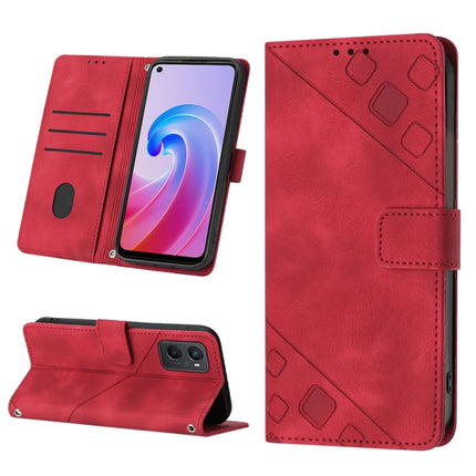 Skin-feel Embossed Leather Phone Case, For OPPO A57 5G 2022 / Realme V23 / Narzo 50 5G / A77 5G / K10 5G Global / A57 4G / V23i, For OPPO A57E 5G, For OPPO A58 5G, For OPPO A96 4G / A36 / A76 / Realme 9i