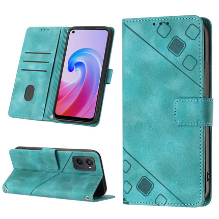 Skin-feel Embossed Leather Phone Case, For OPPO A57 5G 2022 / Realme V23 / Narzo 50 5G / A77 5G / K10 5G Global / A57 4G / V23i, For OPPO A57E 5G, For OPPO A58 5G, For OPPO A96 4G / A36 / A76 / Realme 9i
