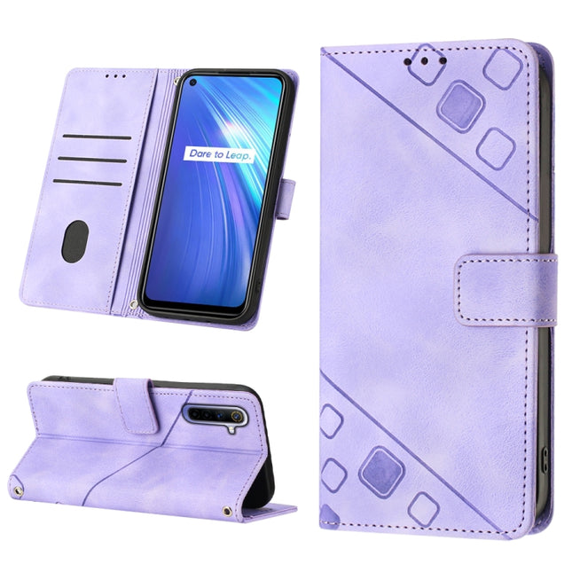 Skin-feel Embossed Leather Phone Case, For Realme 6, For Realme 6 Pro, For OPPO Reno5 A, For OPPO Reno9 Pro+