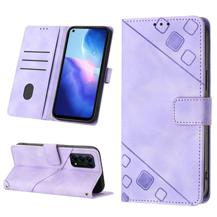 Skin-feel Embossed Leather Phone Case, For OPPO Reno4, For OPPO Reno5 4G / Reno5 5G, For OPPO Reno6 4G, For OPPO Reno8 T 5G/A1 Pro 5G Global