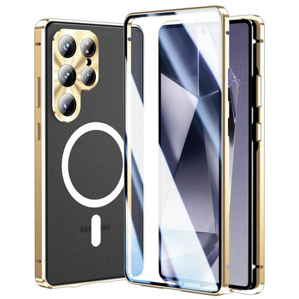 HD Full Cover Magsafe Magnetic Metal Tempered Glass Phone Case, For Samsung Galaxy S26 Ultra 5G, For Samsung Galaxy S25 Ultra 5G, For Samsung Galaxy S24 Ultra 5G, For Samsung Galaxy S24+ 5G, For Samsung Galaxy S23 Ultra 5G