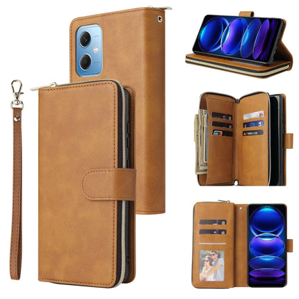 9 Card Slots Zipper Wallet Bag Leather Phone Case, For Samsung Galaxy A34, For Samsung Galaxy A54, For Xiaomi Redmi Note 12 5G Global / Poco X5, For Xiaomi Redmi Note 12 Pro 5G Speed / Note 12 Pro 5G Global / Poco X5 Pro