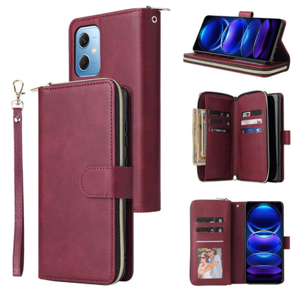 9 Card Slots Zipper Wallet Bag Leather Phone Case, For Samsung Galaxy A34, For Samsung Galaxy A54, For Xiaomi Redmi Note 12 5G Global / Poco X5, For Xiaomi Redmi Note 12 Pro 5G Speed / Note 12 Pro 5G Global / Poco X5 Pro