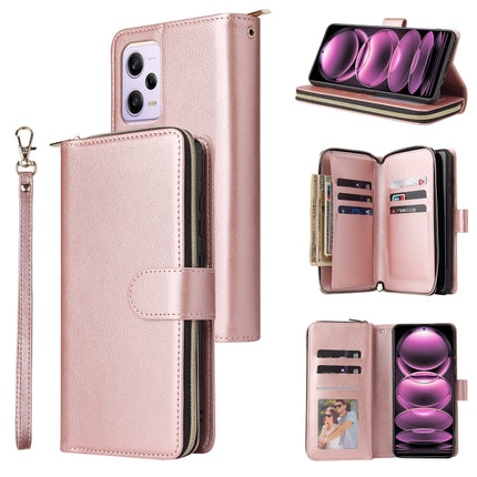 9 Card Slots Zipper Wallet Bag Leather Phone Case, For Samsung Galaxy A34, For Samsung Galaxy A54, For Xiaomi Redmi Note 12 5G Global / Poco X5, For Xiaomi Redmi Note 12 Pro 5G Speed / Note 12 Pro 5G Global / Poco X5 Pro