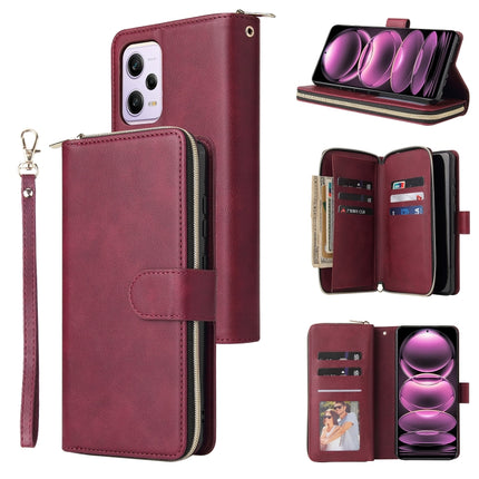 9 Card Slots Zipper Wallet Bag Leather Phone Case, For Samsung Galaxy A34, For Samsung Galaxy A54, For Xiaomi Redmi Note 12 5G Global / Poco X5, For Xiaomi Redmi Note 12 Pro 5G Speed / Note 12 Pro 5G Global / Poco X5 Pro
