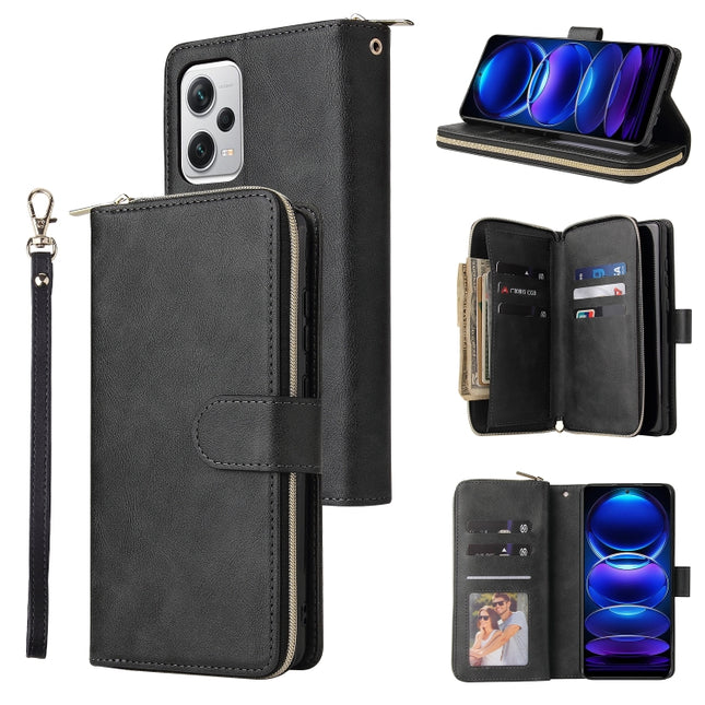 9 Card Slots Zipper Wallet Bag Leather Phone Case, For Xiaomi Redmi Note 12 Explorer / Note 12 Pro+ Global