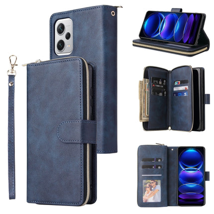 9 Card Slots Zipper Wallet Bag Leather Phone Case, For Xiaomi Redmi Note 12 Explorer / Note 12 Pro+ Global