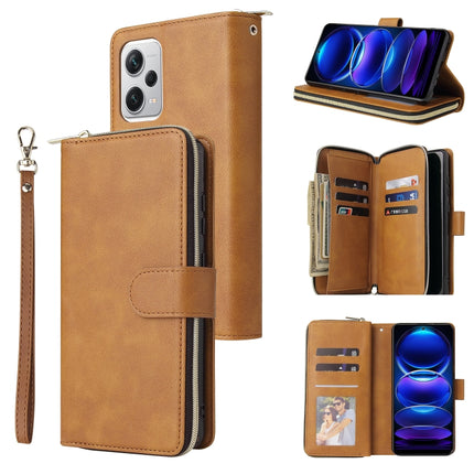 9 Card Slots Zipper Wallet Bag Leather Phone Case, For Xiaomi Redmi Note 12 Explorer / Note 12 Pro+ Global