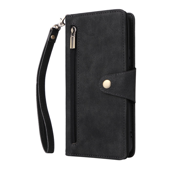 Rivet Buckle 9 Cards Three Fold Leather Phone Case, For Samsung Galaxy A34, For Samsung Galaxy A54, For Xiaomi Redmi Note 12 5G Global / Poco X5, For Xiaomi Redmi Note 12 Pro 5G Speed / Note 12 Pro 5G Global / Poco X5 Pro