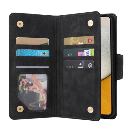 Rivet Buckle 9 Cards Three Fold Leather Phone Case, For Samsung Galaxy A34, For Samsung Galaxy A54, For Xiaomi Redmi Note 12 5G Global / Poco X5, For Xiaomi Redmi Note 12 Pro 5G Speed / Note 12 Pro 5G Global / Poco X5 Pro
