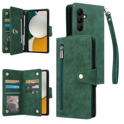 Rivet Buckle 9 Cards Three Fold Leather Phone Case, For Samsung Galaxy A34, For Samsung Galaxy A54, For Xiaomi Redmi Note 12 5G Global / Poco X5, For Xiaomi Redmi Note 12 Pro 5G Speed / Note 12 Pro 5G Global / Poco X5 Pro