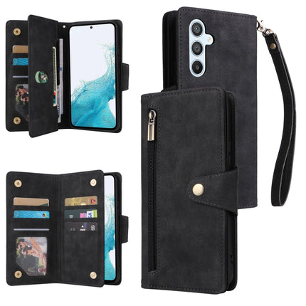 Rivet Buckle 9 Cards Three Fold Leather Phone Case, For Samsung Galaxy A34, For Samsung Galaxy A54, For Xiaomi Redmi Note 12 5G Global / Poco X5, For Xiaomi Redmi Note 12 Pro 5G Speed / Note 12 Pro 5G Global / Poco X5 Pro