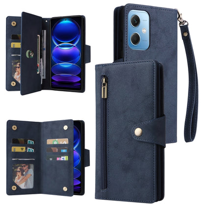 Rivet Buckle 9 Cards Three Fold Leather Phone Case, For Samsung Galaxy A34, For Samsung Galaxy A54, For Xiaomi Redmi Note 12 5G Global / Poco X5, For Xiaomi Redmi Note 12 Pro 5G Speed / Note 12 Pro 5G Global / Poco X5 Pro