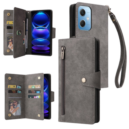 Rivet Buckle 9 Cards Three Fold Leather Phone Case, For Samsung Galaxy A34, For Samsung Galaxy A54, For Xiaomi Redmi Note 12 5G Global / Poco X5, For Xiaomi Redmi Note 12 Pro 5G Speed / Note 12 Pro 5G Global / Poco X5 Pro