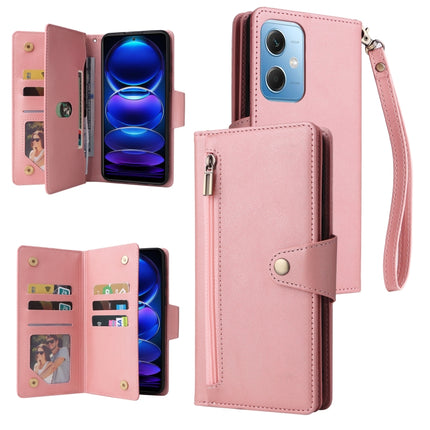 Rivet Buckle 9 Cards Three Fold Leather Phone Case, For Samsung Galaxy A34, For Samsung Galaxy A54, For Xiaomi Redmi Note 12 5G Global / Poco X5, For Xiaomi Redmi Note 12 Pro 5G Speed / Note 12 Pro 5G Global / Poco X5 Pro