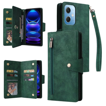 Rivet Buckle 9 Cards Three Fold Leather Phone Case, For Samsung Galaxy A34, For Samsung Galaxy A54, For Xiaomi Redmi Note 12 5G Global / Poco X5, For Xiaomi Redmi Note 12 Pro 5G Speed / Note 12 Pro 5G Global / Poco X5 Pro