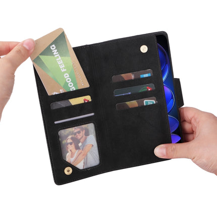 Rivet Buckle 9 Cards Three Fold Leather Phone Case, For Xiaomi Redmi Note 12 Explorer / Note 12 Pro+ Global