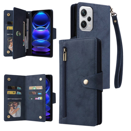 Rivet Buckle 9 Cards Three Fold Leather Phone Case, For Xiaomi Redmi Note 12 Explorer / Note 12 Pro+ Global