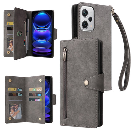 Rivet Buckle 9 Cards Three Fold Leather Phone Case, For Xiaomi Redmi Note 12 Explorer / Note 12 Pro+ Global