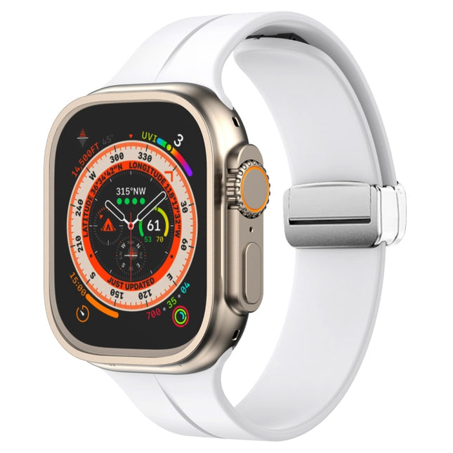 Magnetic Fold Clasp Silicone Watch Band, For Apple Watch Series 8&7 45mm