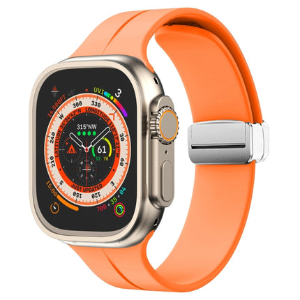 Magnetic Fold Clasp Silicone Watch Band, For Apple Watch Series 8&7 45mm