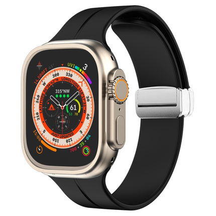 Magnetic Fold Clasp Silicone Watch Band, For Apple Watch Series 8&7 45mm