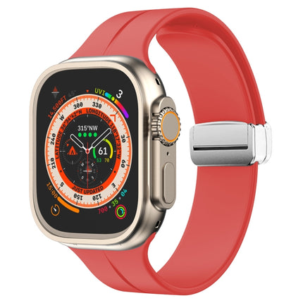 Magnetic Fold Clasp Silicone Watch Band, For Apple Watch Series 8&7 45mm