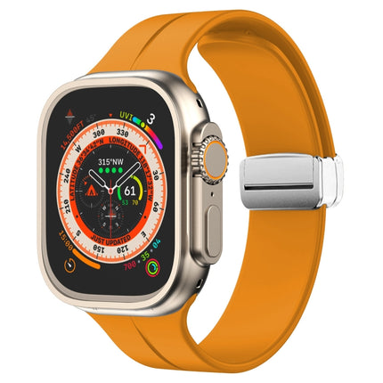 Magnetic Fold Clasp Silicone Watch Band, For Apple Watch Series 8&7 45mm
