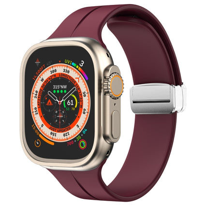 Magnetic Fold Clasp Silicone Watch Band, For Apple Watch Series 8&7 45mm
