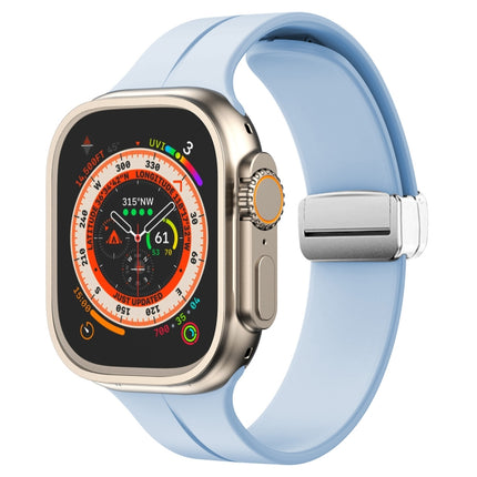 Magnetic Fold Clasp Silicone Watch Band, For Apple Watch Series 8&7 45mm