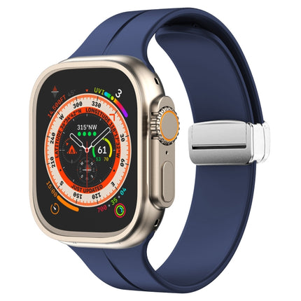 Magnetic Fold Clasp Silicone Watch Band, For Apple Watch Series 8&7 45mm