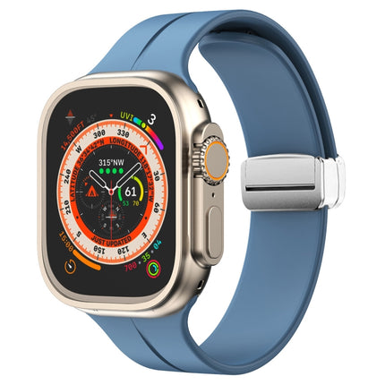 Magnetic Fold Clasp Silicone Watch Band, For Apple Watch Series 8&7 45mm