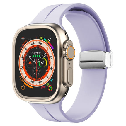 Magnetic Fold Clasp Silicone Watch Band, For Apple Watch Series 8&7 45mm