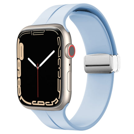 Magnetic Fold Clasp Silicone Watch Band, For Apple Watch Series 8&7 41mm