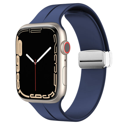 Magnetic Fold Clasp Silicone Watch Band, For Apple Watch Series 8&7 41mm