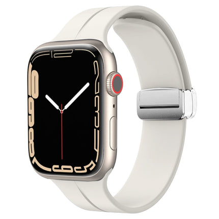 Magnetic Fold Clasp Silicone Watch Band, For Apple Watch Series 8&7 41mm