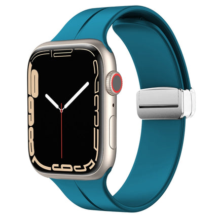 Magnetic Fold Clasp Silicone Watch Band, For Apple Watch Series 8&7 41mm